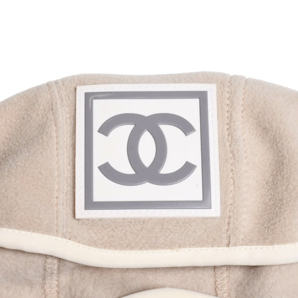 極美品 CHANEL シャネル スポーツライン バラクラバ スキーマスク サイズM ココマークパッチ ポリエステル ベージュ 中古 4a004763