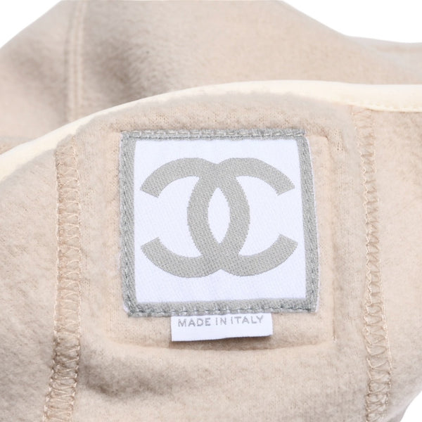 極美品 CHANEL シャネル スポーツライン バラクラバ スキーマスク サイズM ココマークパッチ ポリエステル ベージュ 中古 4a004763
