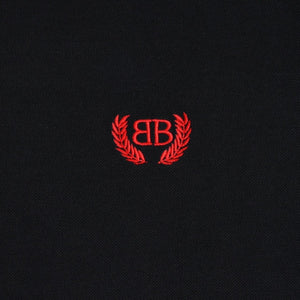 Very Good Condition BALENCIAGA Balenciaga Laurel Classic Polo Shirt Laurel BB Logo Black Drop Shoulder Red Embroidery L Size Used 4a004533