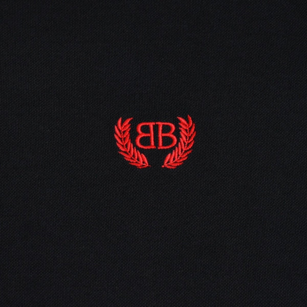Very Good Condition BALENCIAGA Balenciaga Laurel Classic Polo Shirt Laurel BB Logo Black Drop Shoulder Red Embroidery L Size Used 4a004533