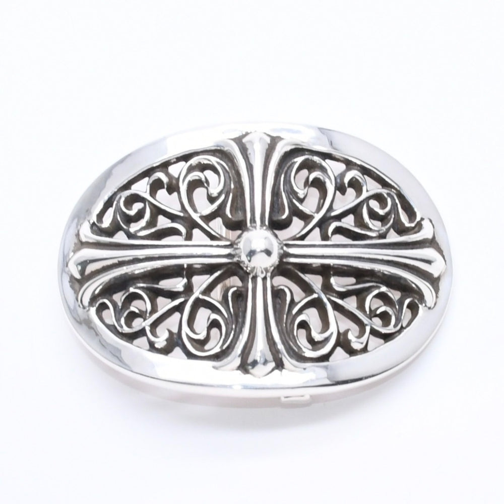 極美品 CHROME HEARTS クロムハーツ BUCKLE CLASSIC OVAL CROSS 1.5 クラシックオーバルクロス バックル 1.5 重量約136.38g 中古 4a004719