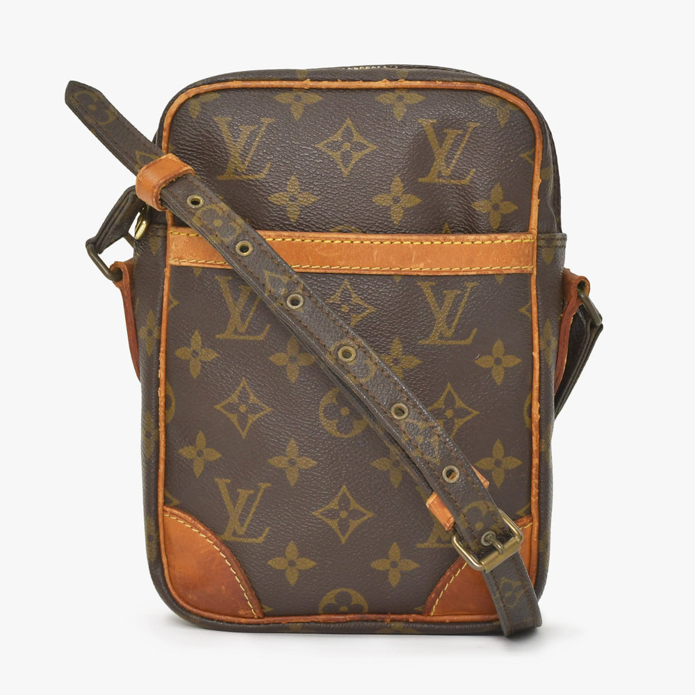 LOUIS VUITTON ルイヴィトン ショルダーバッグ ダヌーブ モノグラム ヌメ革 PVC ブラウン M45266 美品 中古 4a0047214
