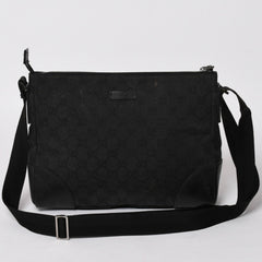 GUCCI グッチ ショルダーバッグ 114273 001998 GGキャンバス レザー ブラック ブラックメタル金具 良品 中古 4a004723