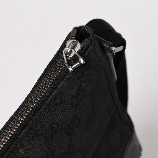 GUCCI グッチ ショルダーバッグ 114273 001998 GGキャンバス レザー ブラック ブラックメタル金具 良品 中古 4a004723