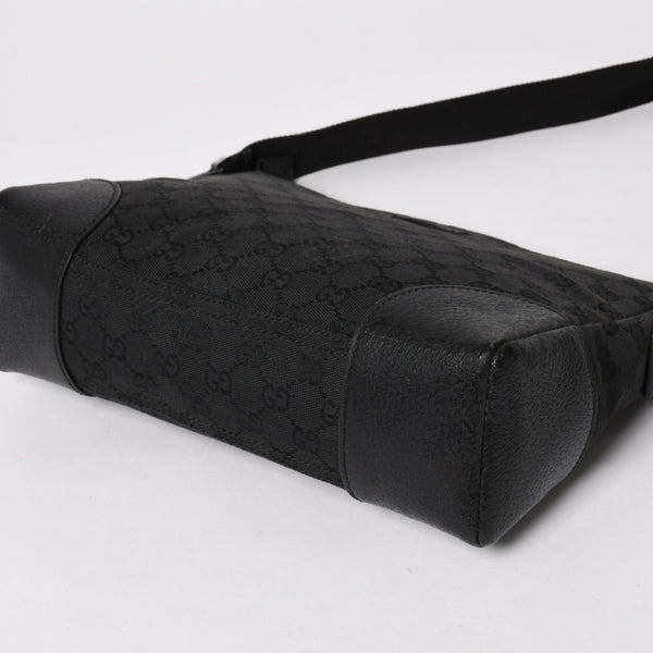 GUCCI グッチ ショルダーバッグ 114273 001998 GGキャンバス レザー ブラック ブラックメタル金具 良品 中古 4a004723