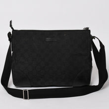 画像をギャラリービューアに読み込む, GUCCI グッチ ショルダーバッグ 114273 001998 GGキャンバス レザー ブラック ブラックメタル金具 良品 中古 4a004723