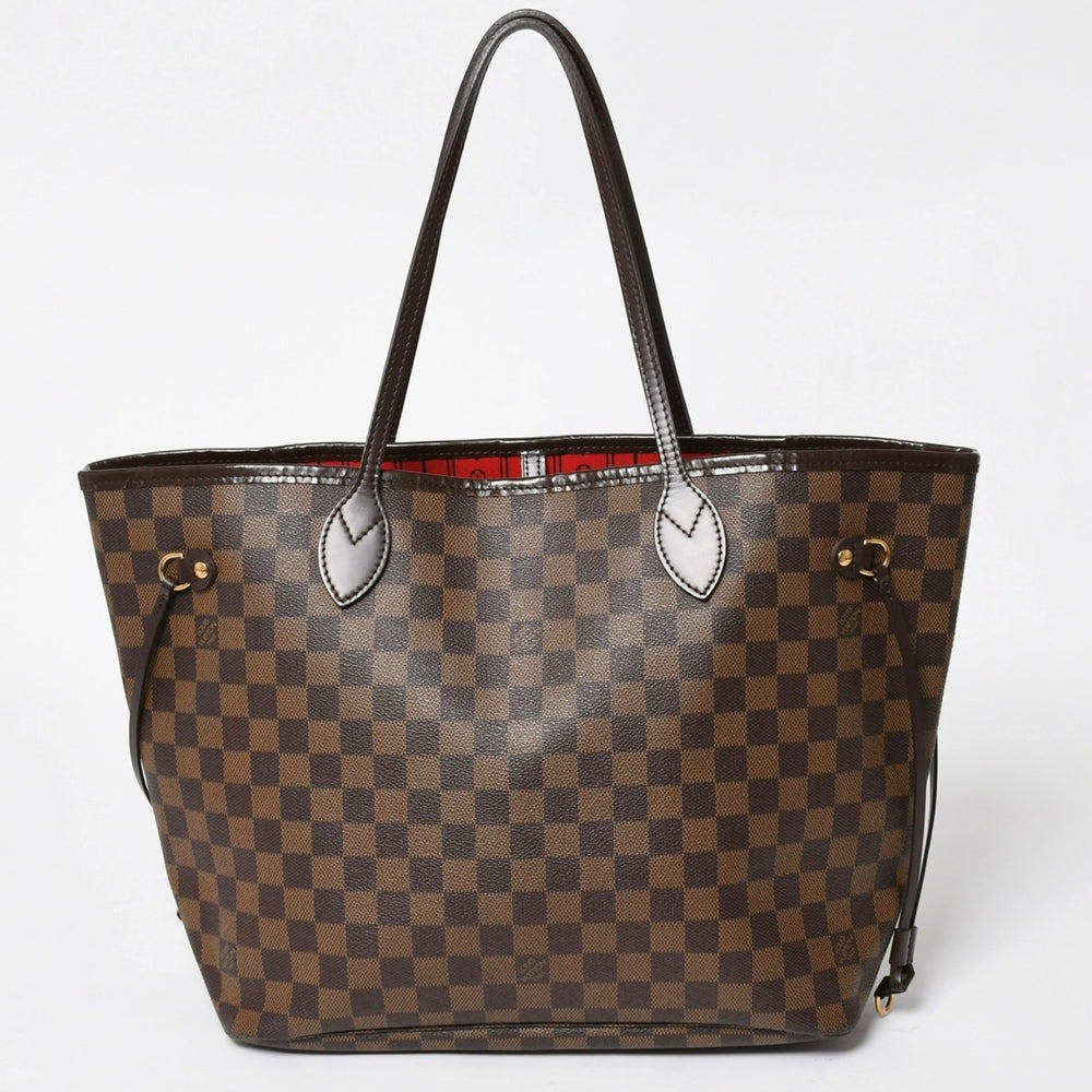 新品同様 LOUIS VUITTON ルイヴィトン ダミエ ネヴァーフルMM トートバッグ N51105 PVC レザー ブラウン VI1039 ゴールド金具 中古 4a004591