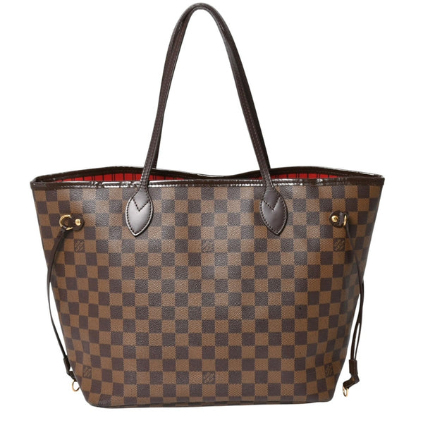 新品同様 LOUIS VUITTON ルイヴィトン ダミエ ネヴァーフルMM トートバッグ N51105 PVC レザー ブラウン VI1039 ゴールド金具 中古 4a004591