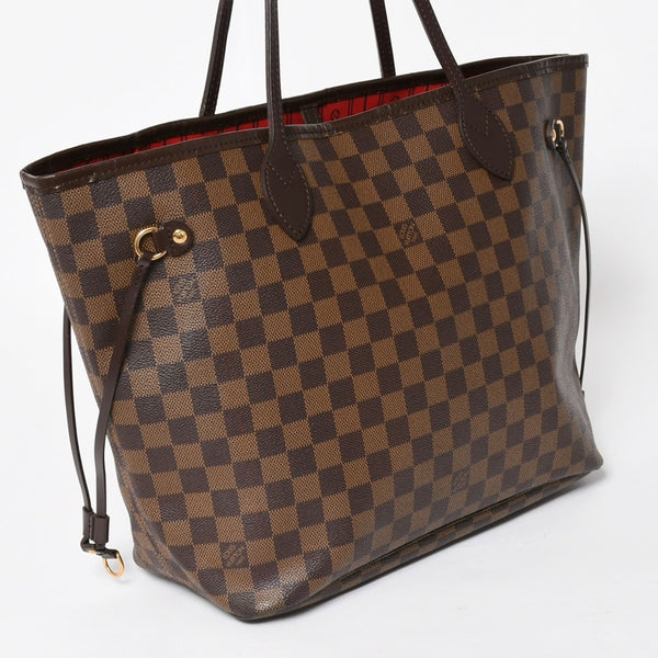 新品同様 LOUIS VUITTON ルイヴィトン ダミエ ネヴァーフルMM トートバッグ N51105 PVC レザー ブラウン VI1039 ゴールド金具 中古 4a004591