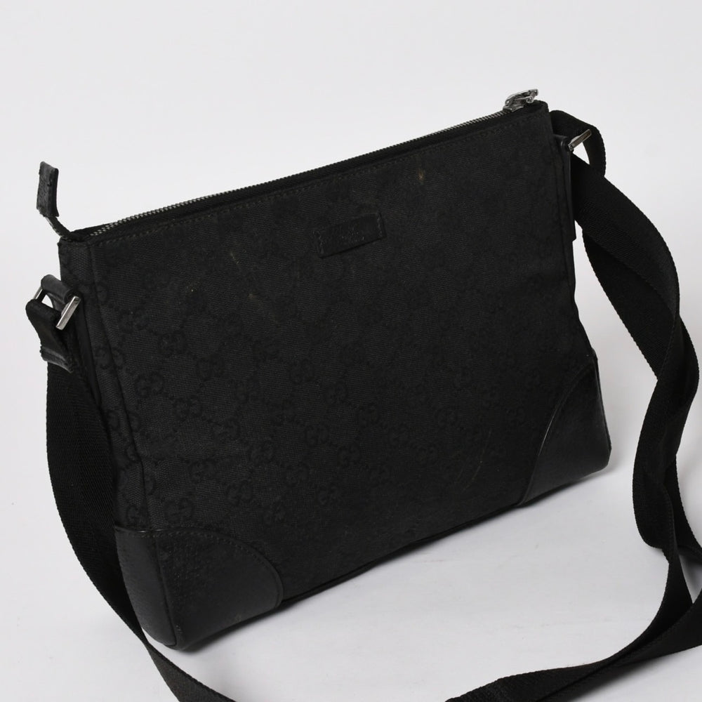GUCCI Gucci Shoulder Bag 114273 001998 GG Canvas Leather Black Black Metal Hardware Good Used 4a004723