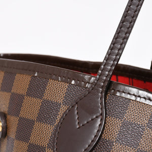 新品同様 LOUIS VUITTON ルイヴィトン ダミエ ネヴァーフルMM トートバッグ N51105 PVC レザー ブラウン VI1039 ゴールド金具 中古 4a004591