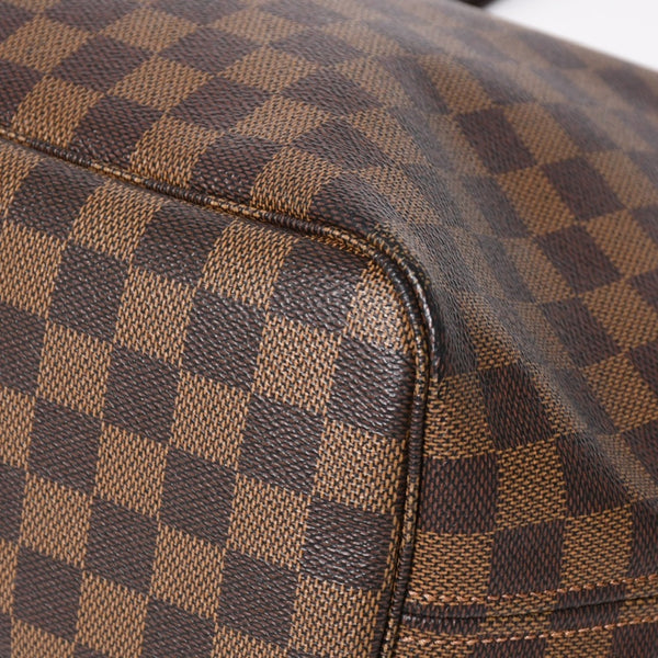 新品同様 LOUIS VUITTON ルイヴィトン ダミエ ネヴァーフルMM トートバッグ N51105 PVC レザー ブラウン VI1039 ゴールド金具 中古 4a004591