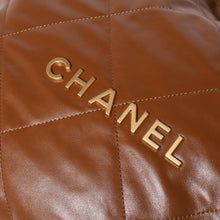 画像をギャラリービューアに読み込む, 新品同様 CHANEL シャネル 22 ハンドバッグ ショルダーバッグ ランダム番台 シャイニーカーフスキン ブラウン ブロンズ金具 中古 4a002883