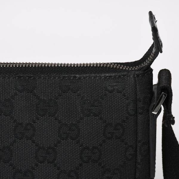 GUCCI グッチ ショルダーバッグ 114273 001998 GGキャンバス レザー ブラック ブラックメタル金具 良品 中古 4a004723