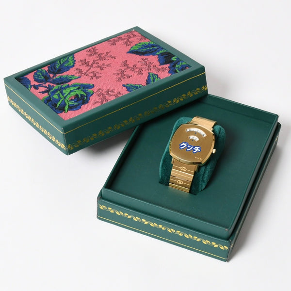 Very Good Condition GUCCI GRIP Watch 157.3 Weight approx. 101.89g Quartz Stainless Steel Gold GP Used 4a004742