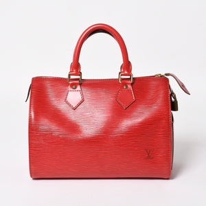 LOUIS VUITTON ルイヴィトン スピーディ25 ハンドバッグ M43017 エピ レザー レッド ゴールド金具 美品 中古 4a004682