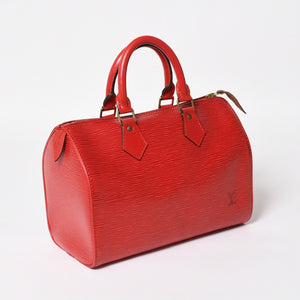 LOUIS VUITTON ルイヴィトン スピーディ25 ハンドバッグ M43017 エピ レザー レッド ゴールド金具 美品 中古 4a004682