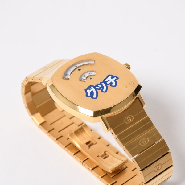 Very Good Condition GUCCI GRIP Watch 157.3 Weight approx. 101.89g Quartz Stainless Steel Gold GP Used 4a004742