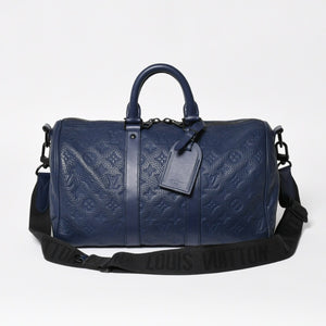 LOUIS VUITTON ルイヴィトン キーポル・バンドリエール 35 トリヨンモノグラム ボストンバッグ ネイビー M11691 美品 中古 4a004658