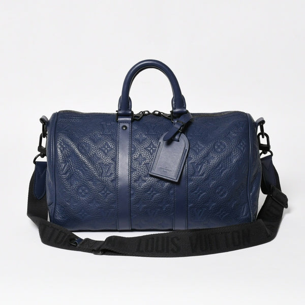 LOUIS VUITTON ルイヴィトン キーポル・バンドリエール 35 トリヨンモノグラム ボストンバッグ ネイビー M11691 美品 中古 4a004658