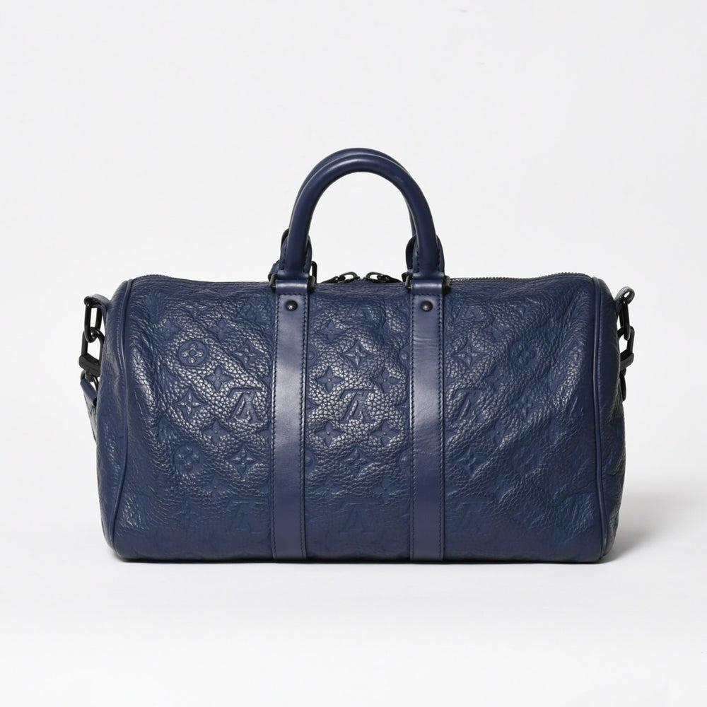 LOUIS VUITTON ルイヴィトン キーポル・バンドリエール 35 トリヨンモノグラム ボストンバッグ ネイビー M11691 美品 中古 4a004658