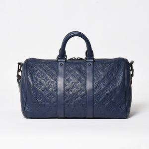 LOUIS VUITTON ルイヴィトン キーポル・バンドリエール 35 トリヨンモノグラム ボストンバッグ ネイビー M11691 美品 中古 4a004658