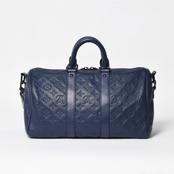 LOUIS VUITTON ルイヴィトン キーポル・バンドリエール 35 トリヨンモノグラム ボストンバッグ ネイビー M11691 美品 中古 4a004658