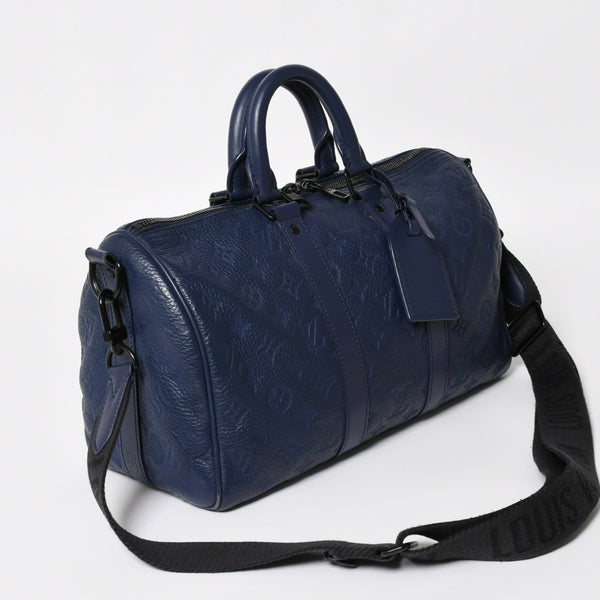 LOUIS VUITTON ルイヴィトン キーポル・バンドリエール 35 トリヨンモノグラム ボストンバッグ ネイビー M11691 美品 中古 4a004658