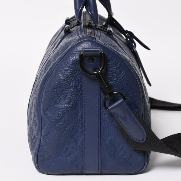 LOUIS VUITTON ルイヴィトン キーポル・バンドリエール 35 トリヨンモノグラム ボストンバッグ ネイビー M11691 美品 中古 4a004658