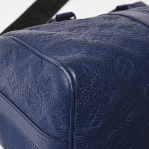 LOUIS VUITTON ルイヴィトン キーポル・バンドリエール 35 トリヨンモノグラム ボストンバッグ ネイビー M11691 美品 中古 4a004658
