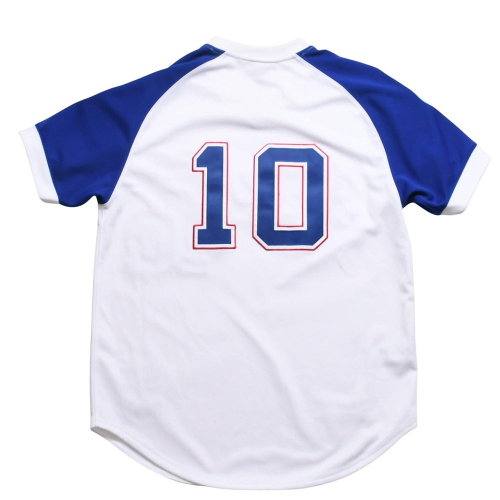 Like new Mitchell&Ness Mitchell &amp; Ness Atlanta Braves Chipper Jones Replica Baseball Jersey, Size L, Blue &amp; White, Used, 4a002307