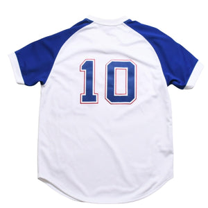 Like new Mitchell&Ness Mitchell &amp; Ness Atlanta Braves Chipper Jones Replica Baseball Jersey, Size L, Blue &amp; White, Used, 4a002307