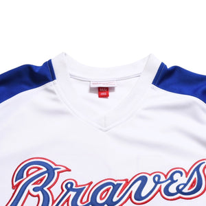 Like new Mitchell&Ness Mitchell &amp; Ness Atlanta Braves Chipper Jones Replica Baseball Jersey, Size L, Blue &amp; White, Used, 4a002307