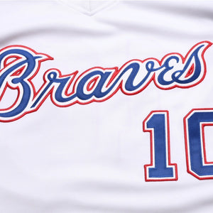 Like new Mitchell&Ness Mitchell &amp; Ness Atlanta Braves Chipper Jones Replica Baseball Jersey, Size L, Blue &amp; White, Used, 4a002307