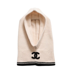 New and unused CHANEL Knit Cap Balaclava Coco Mark Cashmere Black White KJ9KHJ98 Used 4a004746