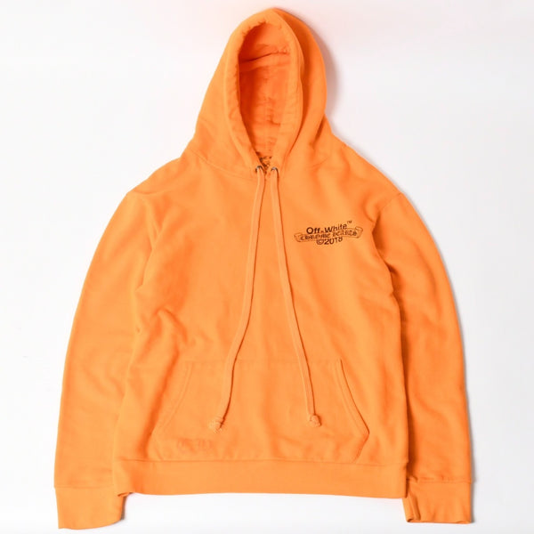 CHROME HEARTS クロムハーツ × オフホワイト Scroll Hoodie Orange オレンジ 2018SS スクロールロゴ フーディ パーカー Mサイズ 美品 中古 4a004649