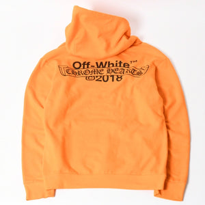 CHROME HEARTS クロムハーツ × オフホワイト Scroll Hoodie Orange オレンジ 2018SS スクロールロゴ フーディ パーカー Mサイズ 美品 中古 4a004649