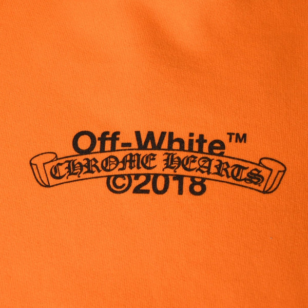 CHROME HEARTS クロムハーツ × オフホワイト Scroll Hoodie Orange オレンジ 2018SS スクロールロゴ フーディ パーカー Mサイズ 美品 中古 4a004649