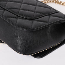 画像をギャラリービューアに読み込む, 極美品 CHANEL シャネル Sフラップ Wチェーンショルダーバッグ 24番台 ココマーク キャビアスキン ブラック ゴールド金具 中古 4a004750