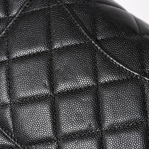 極美品 CHANEL シャネル Sフラップ Wチェーンショルダーバッグ 24番台 ココマーク キャビアスキン ブラック ゴールド金具 中古 4a004750