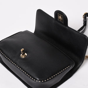 極美品 CHANEL シャネル Sフラップ Wチェーンショルダーバッグ 24番台 ココマーク キャビアスキン ブラック ゴールド金具 中古 4a004750