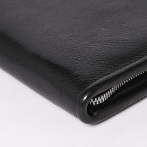 CHROME HEARTS クロムハーツ ブラックヘビーレザー オーガナイザー ウォレット ダガー カウレザー クラッチバッグ シルバー925 美品 中古 4a004532