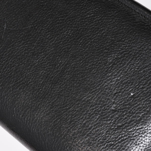 CHROME HEARTS クロムハーツ ブラックヘビーレザー オーガナイザー ウォレット ダガー カウレザー クラッチバッグ シルバー925 美品 中古 4a004532