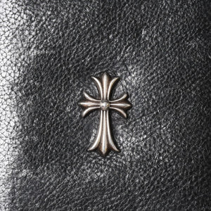 CHROME HEARTS クロムハーツ ブラックヘビーレザー オーガナイザー ウォレット ダガー カウレザー クラッチバッグ シルバー925 美品 中古 4a004532