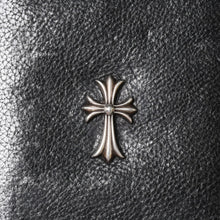 画像をギャラリービューアに読み込む, CHROME HEARTS クロムハーツ ブラックヘビーレザー オーガナイザー ウォレット スモールCHクロス ダガー カウレザー クラッチバッグ シルバー925 シルバー金具 美品 中古 4a004532