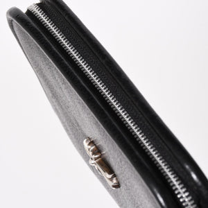 CHROME HEARTS クロムハーツ ブラックヘビーレザー オーガナイザー ウォレット ダガー カウレザー クラッチバッグ シルバー925 美品 中古 4a004532