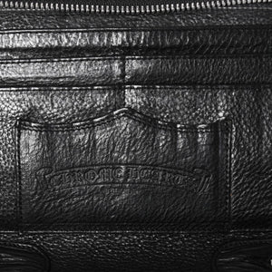 CHROME HEARTS クロムハーツ ブラックヘビーレザー オーガナイザー ウォレット ダガー カウレザー クラッチバッグ シルバー925 美品 中古 4a004532