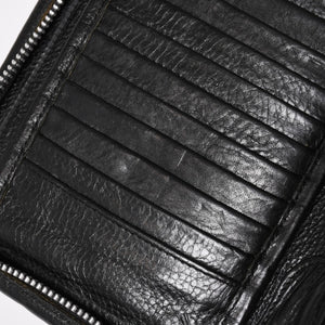 CHROME HEARTS クロムハーツ ブラックヘビーレザー オーガナイザー ウォレット ダガー カウレザー クラッチバッグ シルバー925 美品 中古 4a004532