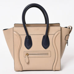 極美品 CELINE セリーヌ ラゲージマイクロショッパー ショルダーバッグ ハンドバッグ フィービー期 廃盤 カーフスキン ベージュ ゴールド金具 中古 4a004633