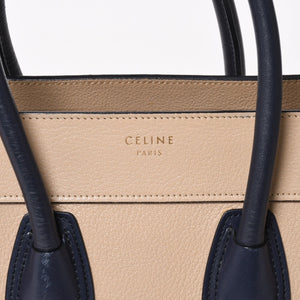 極美品 CELINE セリーヌ ラゲージマイクロショッパー ショルダーバッグ ハンドバッグ フィービー期 廃盤 カーフスキン ベージュ ゴールド金具 中古 4a004633